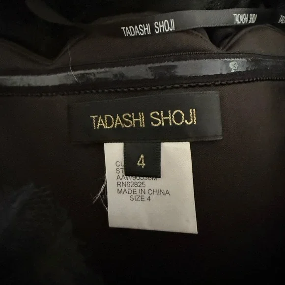 Tadashi Shoji Black Tulle Ruffled Silk Contrast Strapless Bustier Dress Sz 4 - Picture 2 of 12